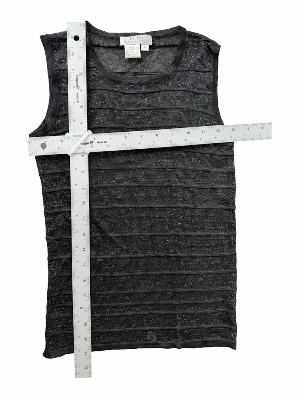 BCBG Collection Gold Shimmer Striped Sheer Mesh Sleeveless Top XS - Picture 6 of 6